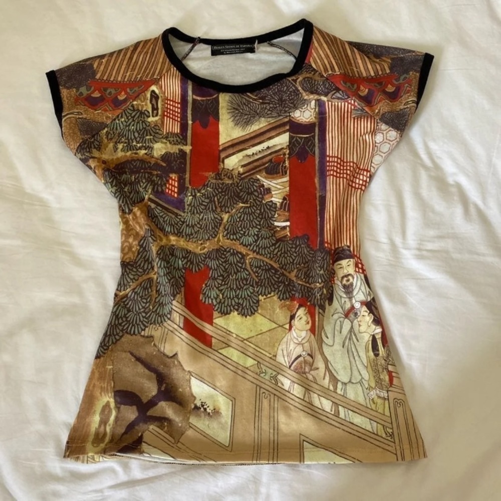 vintage asian all over print baby tee